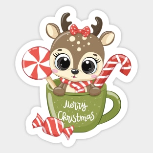 Cute reindeer for new year and christmas Sticker